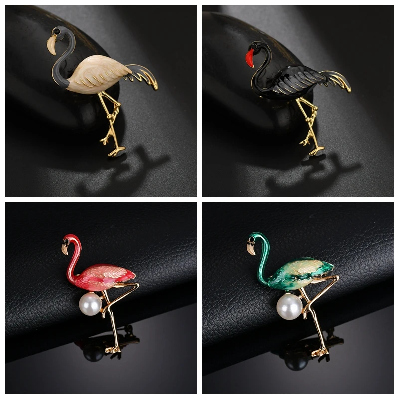 Стразы красочная эмалированная брошь в виде ветки фламинго булавки для мужчин и