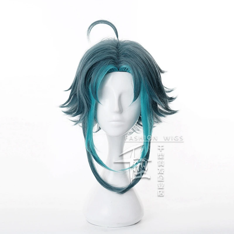 

Genshin Impact Xiao Wig Cosplay Dark Green Short Straight Heat Resistant Synthetic Hair Adult Women Halloween Wig