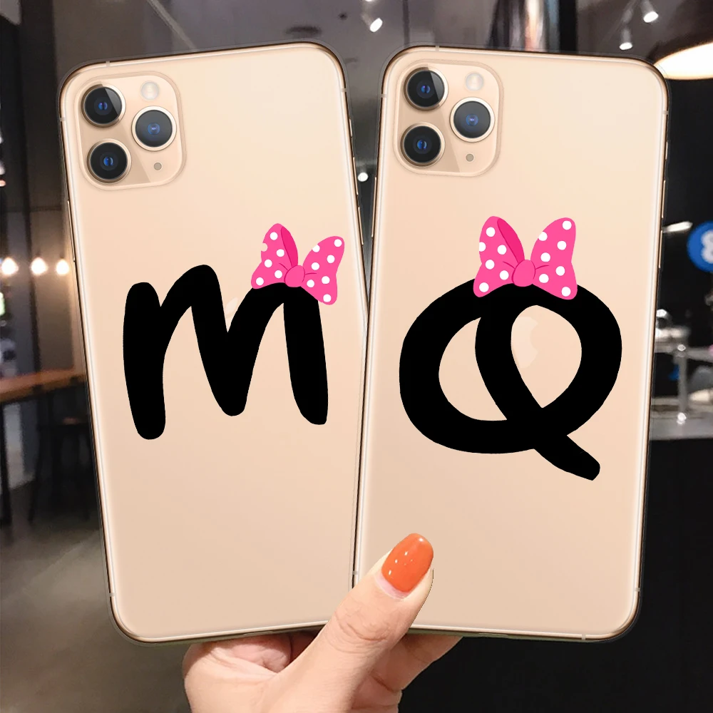 Милый чехол для телефона с бантиком и надписью Monogram A B C D iPhone XR X XS 11 Pro Max 8 7 6 6S Plus 5S SE