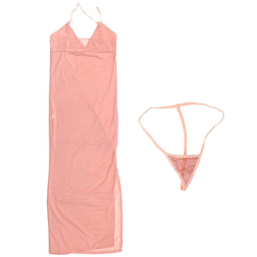 Эротическое нижнее белье прозрачное длинное платье на бретельках дамское с