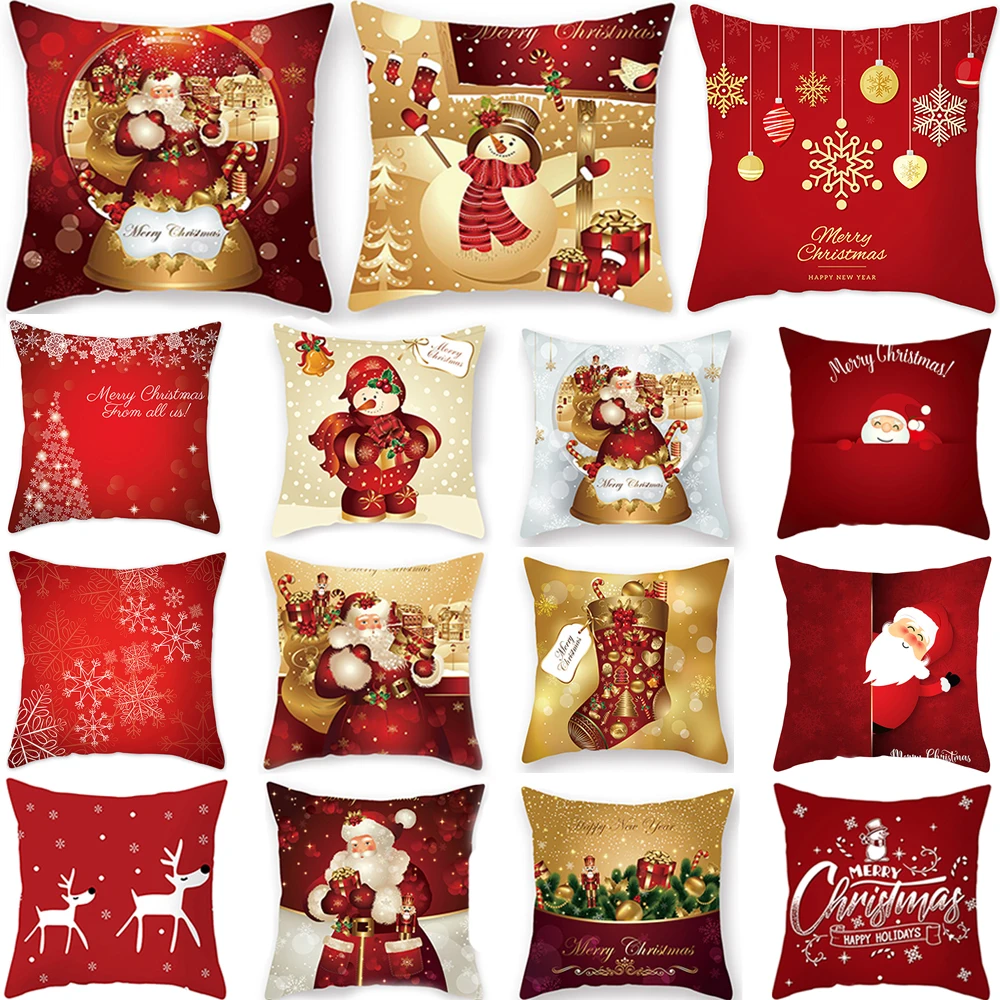 Наволочка для подушки рождественские украшения золотые Рождество 2021 новый год