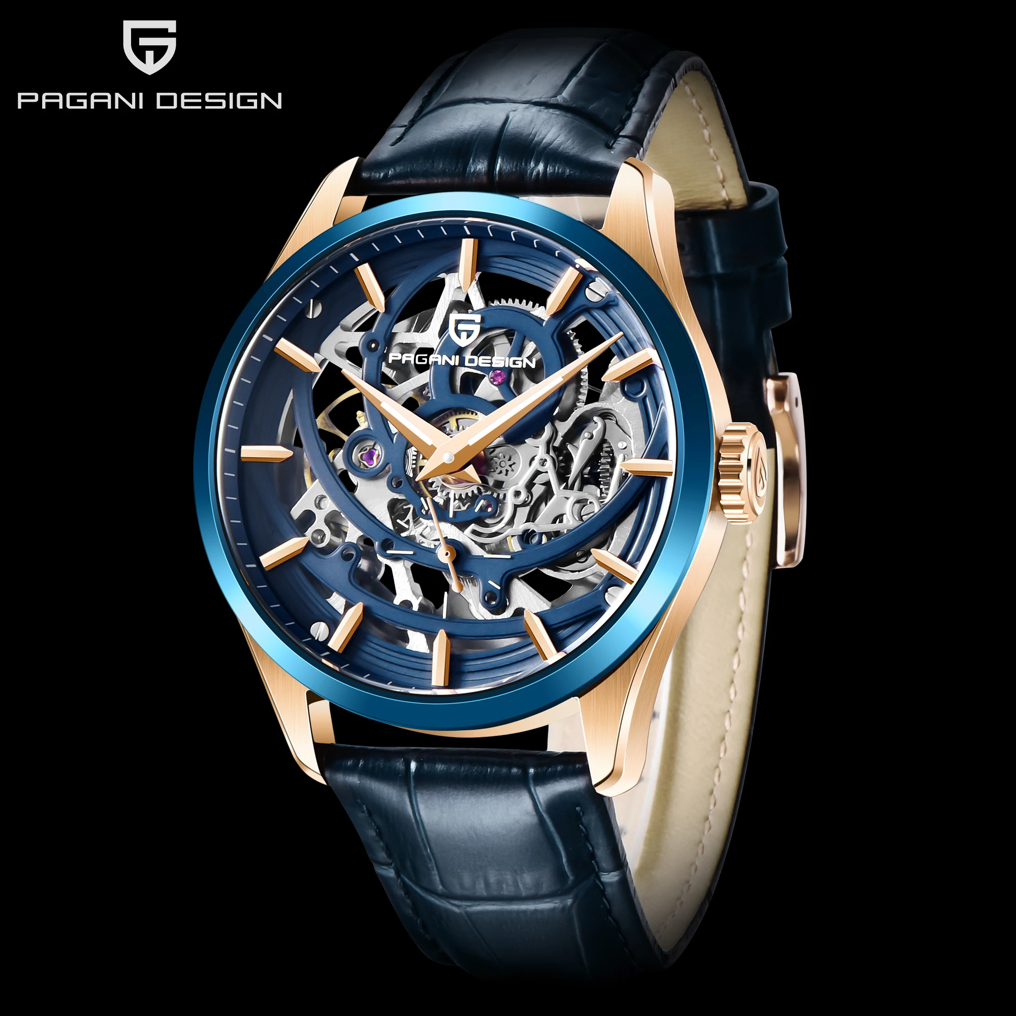 

PAGANI DESIGN Men Tourbillon Automatic Mechanical Watch Watch Luxury Stainless Steel Leather Mechanical Watch Orologio da uomo