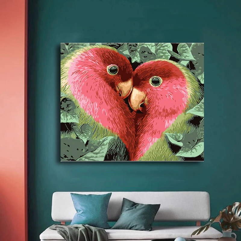 

A bird in thepainting by numbers shape of a heart picture DIY colorings pictures by numbers with colors drawing framed Home