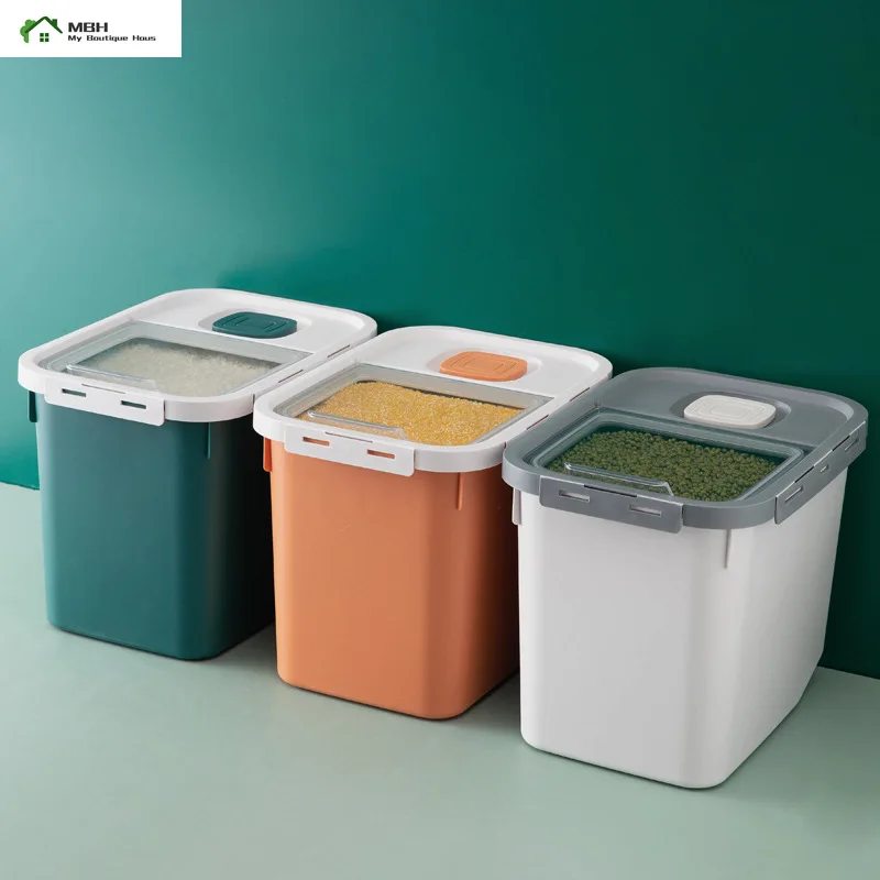 

10KG Sealing Food Storage Container With Visible Flip Cover Pet Food Organizer Plastic Moistureproof Storage Bins
