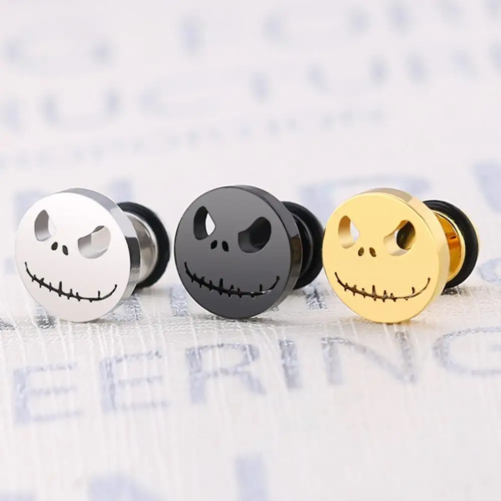 

Fashion Halloween Pumpkin Head Stud Earrings Quality Titanium Steel Round Cake Earrings Horror Exaggerated Style Facial Jewelry
