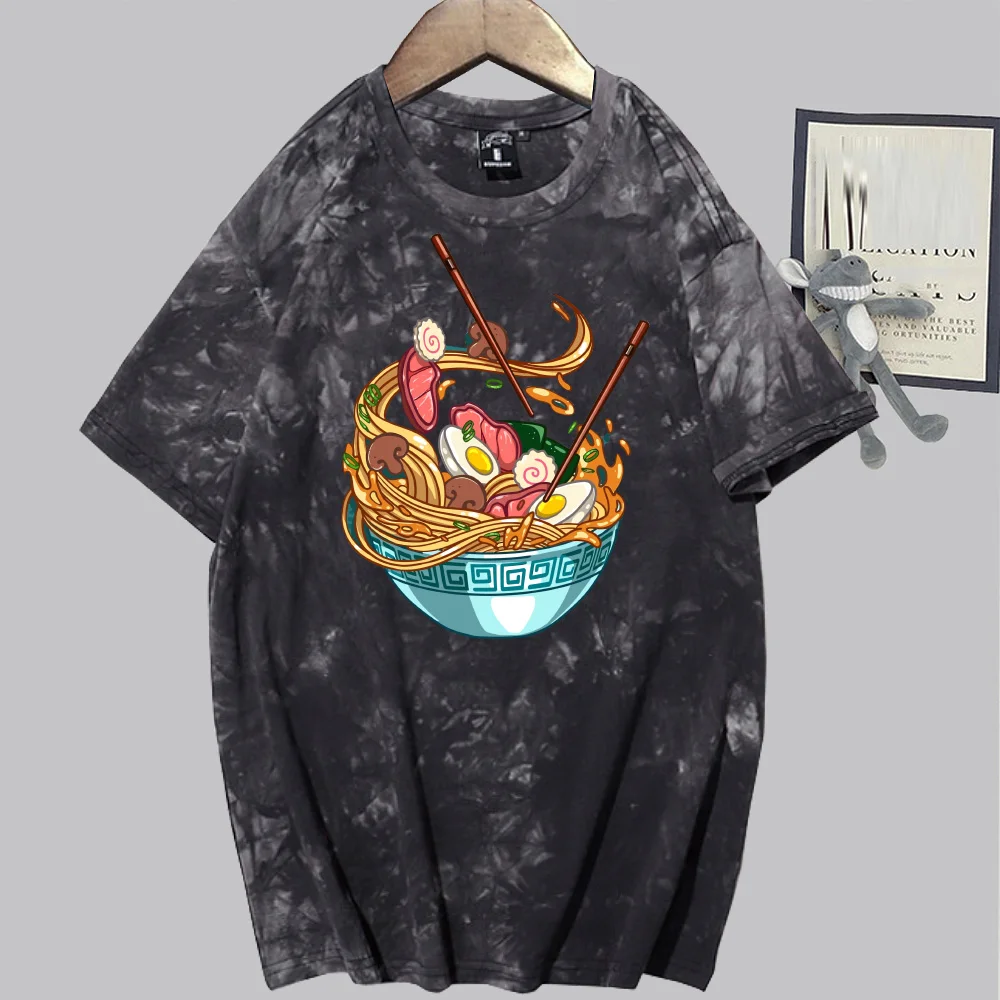 

Ramen Anime Short Sleeve O-Neck Tie Dye Casual Loose Uniex T-shirt