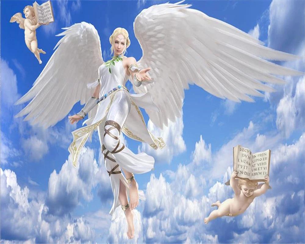 

Modern Mural 3d Wallpaper Living 3d Wallpaper Beautiful Angels and Little Angels Digital Printing HD Beautiful Wallpaper