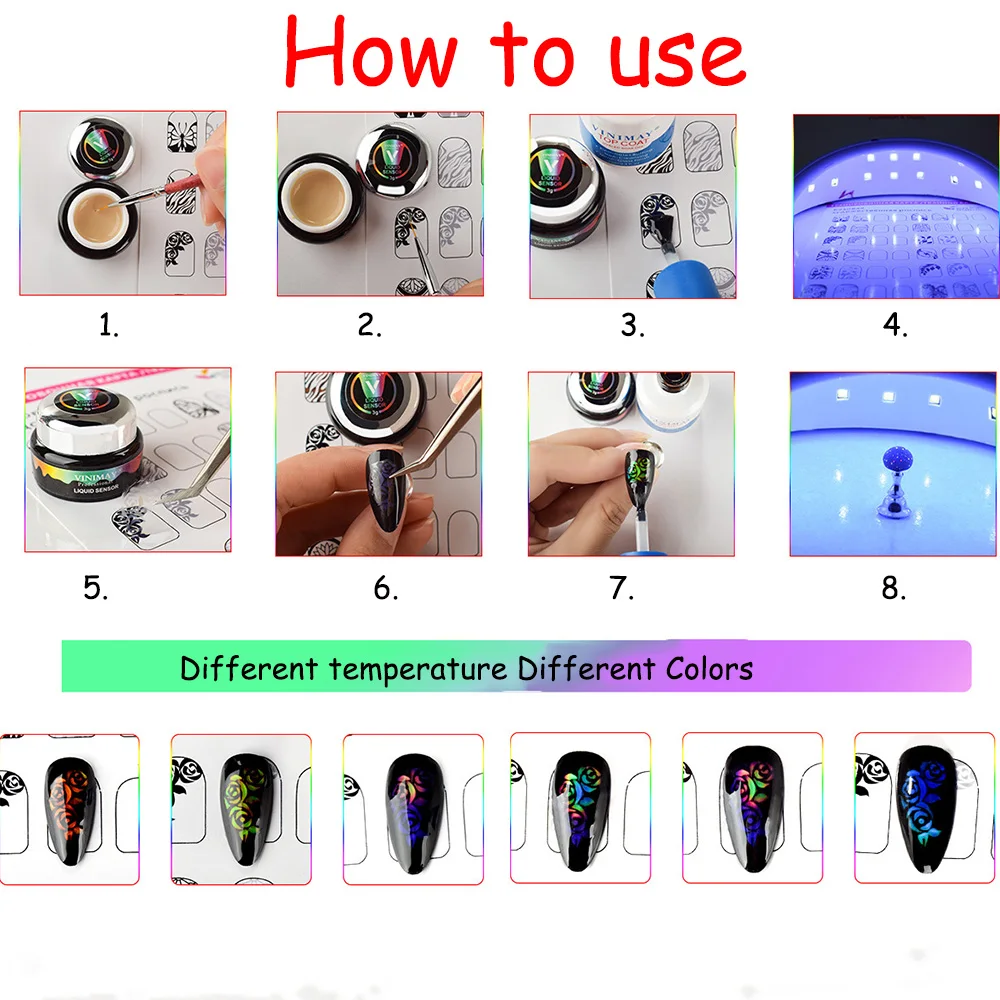 Термохромный жидкий лак для ногтей 1/3 г в коробке Гель-лак меняющий Цвет