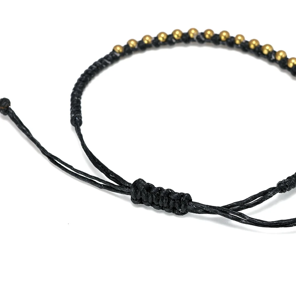 Тибетский браслет с бантом ручной работы плетеный для женщин и мужчин черный