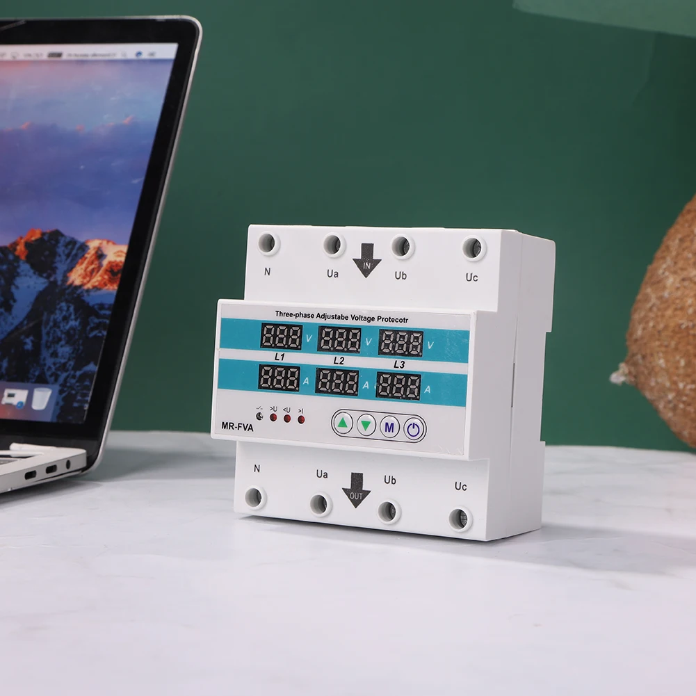 

Over Voltage Current Protector Three-Phase Adjustable Relay Electrical Safety Protection Breaker Household Tool