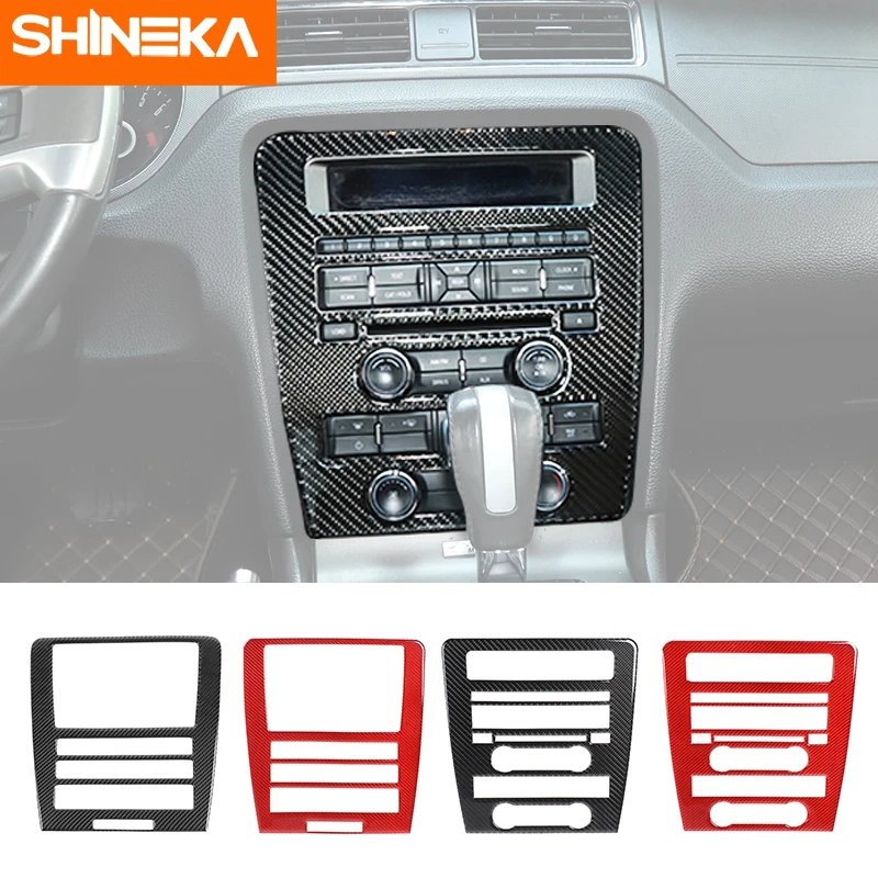 

SHINEKA Car Carbon Fiber Center Console GPS Navigation CD Panel Decoration Trim Stickers Accessories For Ford Mustang 2009-2013
