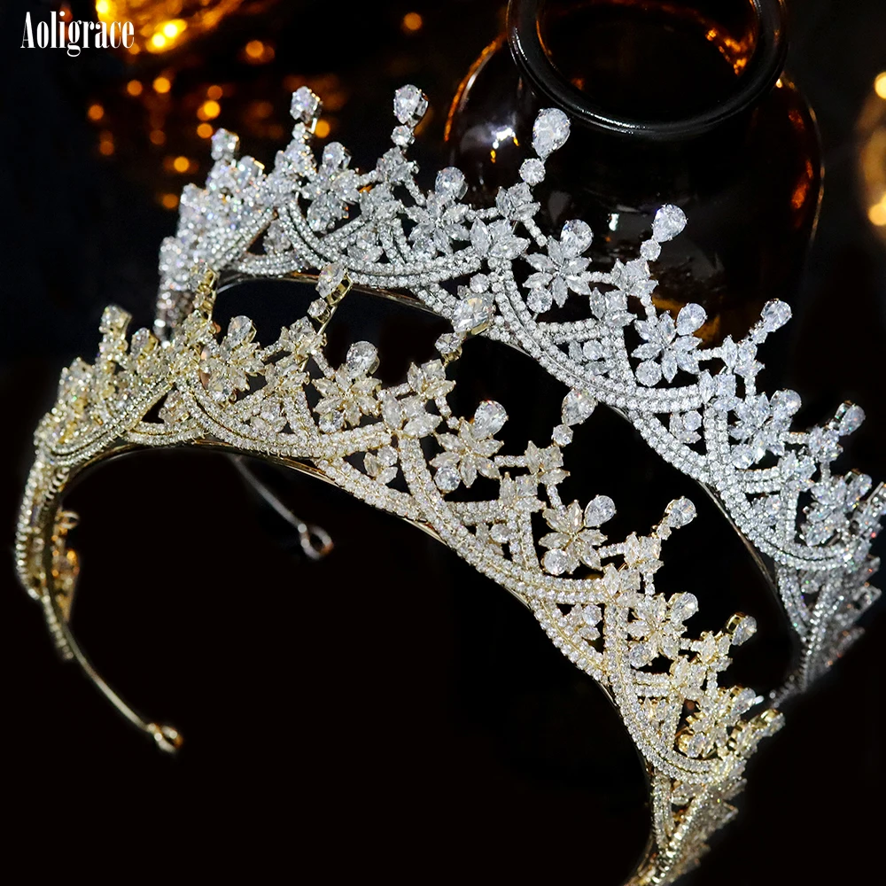 

Women 5A Level Full Cubic Zirconia Tiaras CZ Zircon Wedding Jewelry Crowns Prom Pageant Diadem Bridal Hair Jewelry Accessories