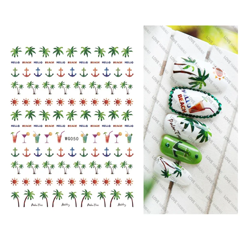 

10PCS Starfish Bikini Love Nail Sticker Sticker Tree Sun Line Wave Polka Dot Beach Leisure Nail Art Deco Applique