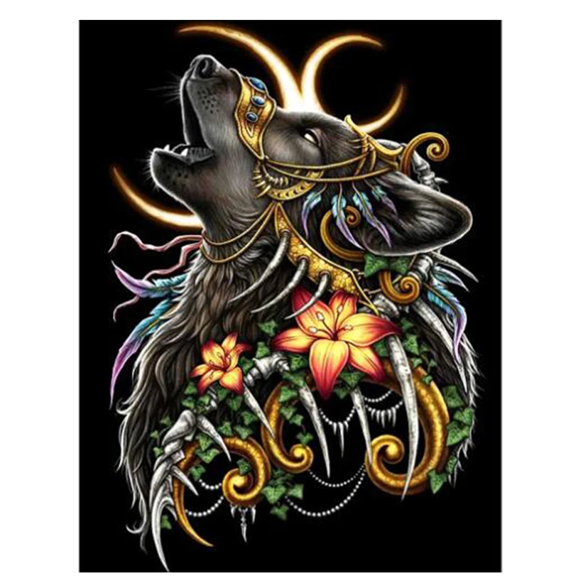 

5D DIY Full Round/Square Diamond Painting Animal Wolf & Flower Cross Stitch 3D Embroidery Rhinestone Mosaic Home Decor Art Y922