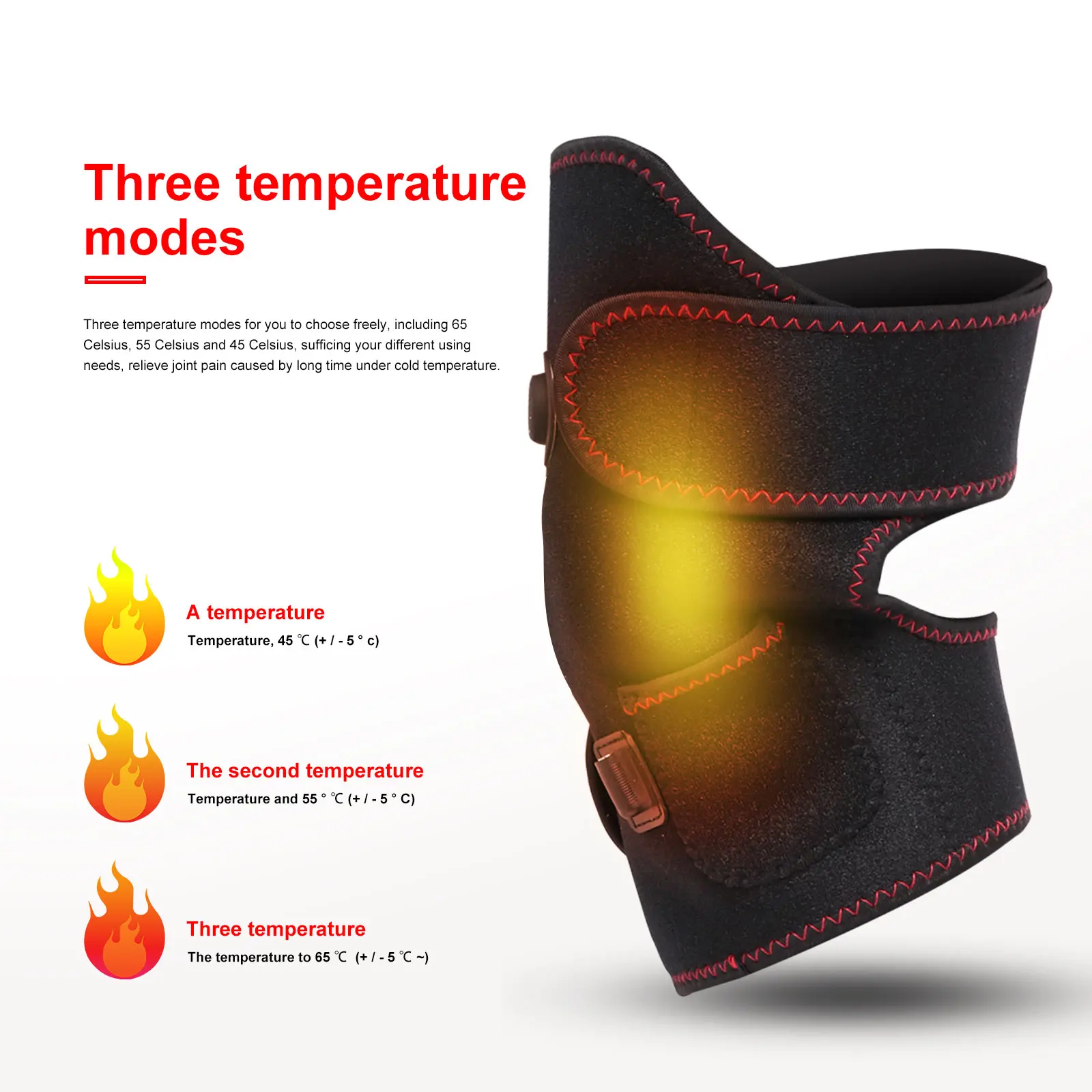 

Black Support Knee Pad Knee Brace Warm For Arthritis Joint Pain Knee Pad Washable Vibration Massage Rechargeable Knee Warmer