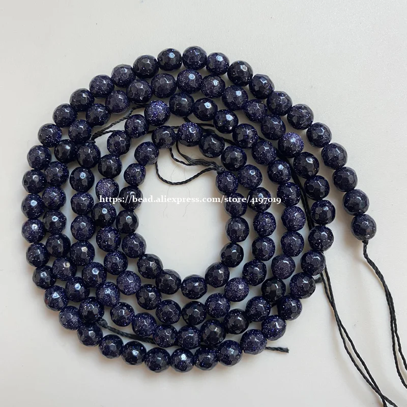 

Free Shipping Natural Faceted Blue SandStone Round Loose Beads 15" Strand 4 6 8 10 12 MM Pick Size For Jewelry Making