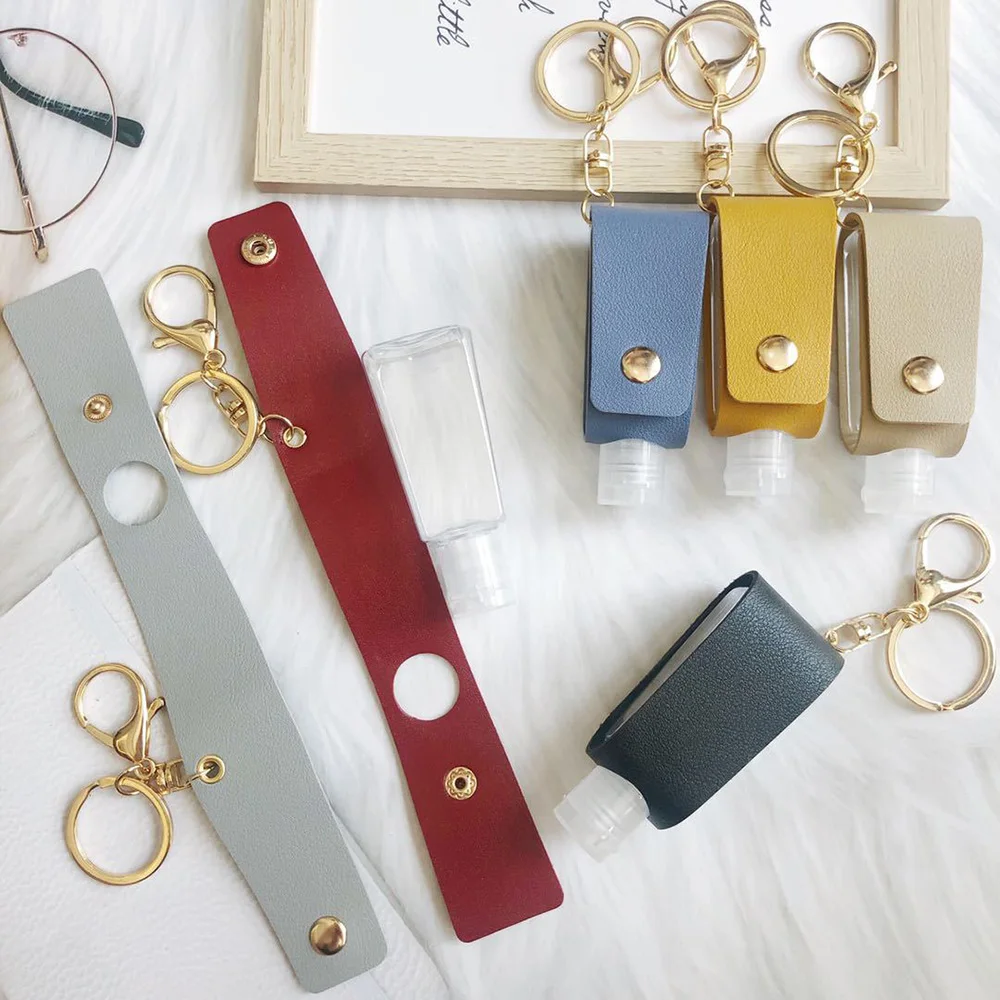 

30ml Portable Leakproof Plastic Travel Bottle Keychains For Hand Sanitizer Vials With Tassels Leather Keyrings