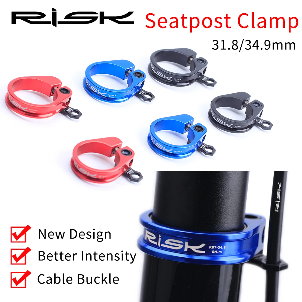 

RISK New 31.8/34.9mm Aluminium Bike Seatpost Clamp Ultralight MTB Mountain Road Bicycle Seat Post Clamp With Cable Organizer