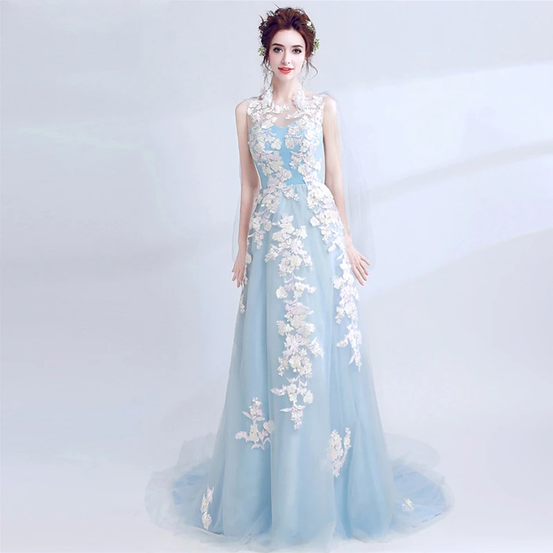 Женское длинное вечернее платье с вышивкой кружевом и вышивкой|Вечерние платья| |