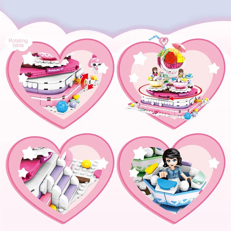 

Building blocks 604012 640pcs 5 figures city Roating Cafe Bricks Constructor Children Educational Toys For Girls Friends