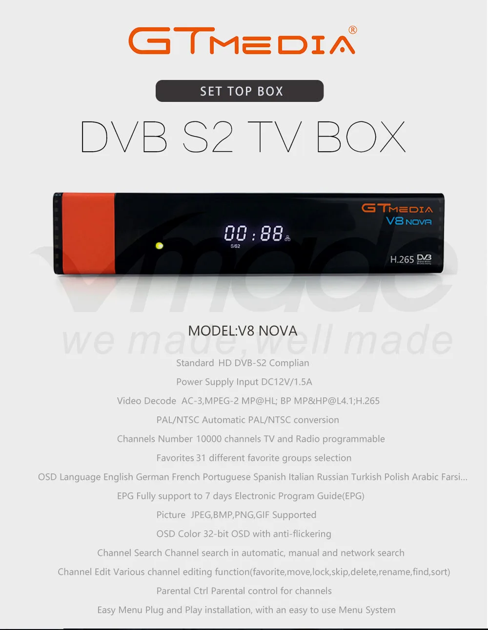 Gtmedia V8 NOVA от Freesat V8 супер ТВ приемник Поддержка встроенный wifi H.265 DVB-S2 cline cccam Box Испания ТВ Декодер