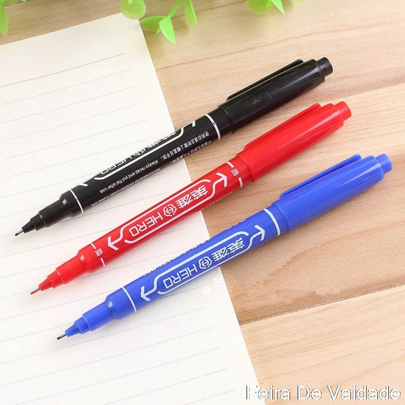 

Перманентные маркеры, черные, синие, красные двухсторонние маркеры для бумаги, стали, CD, стекла, ткани, маркировка красок, офисные и школьные ...