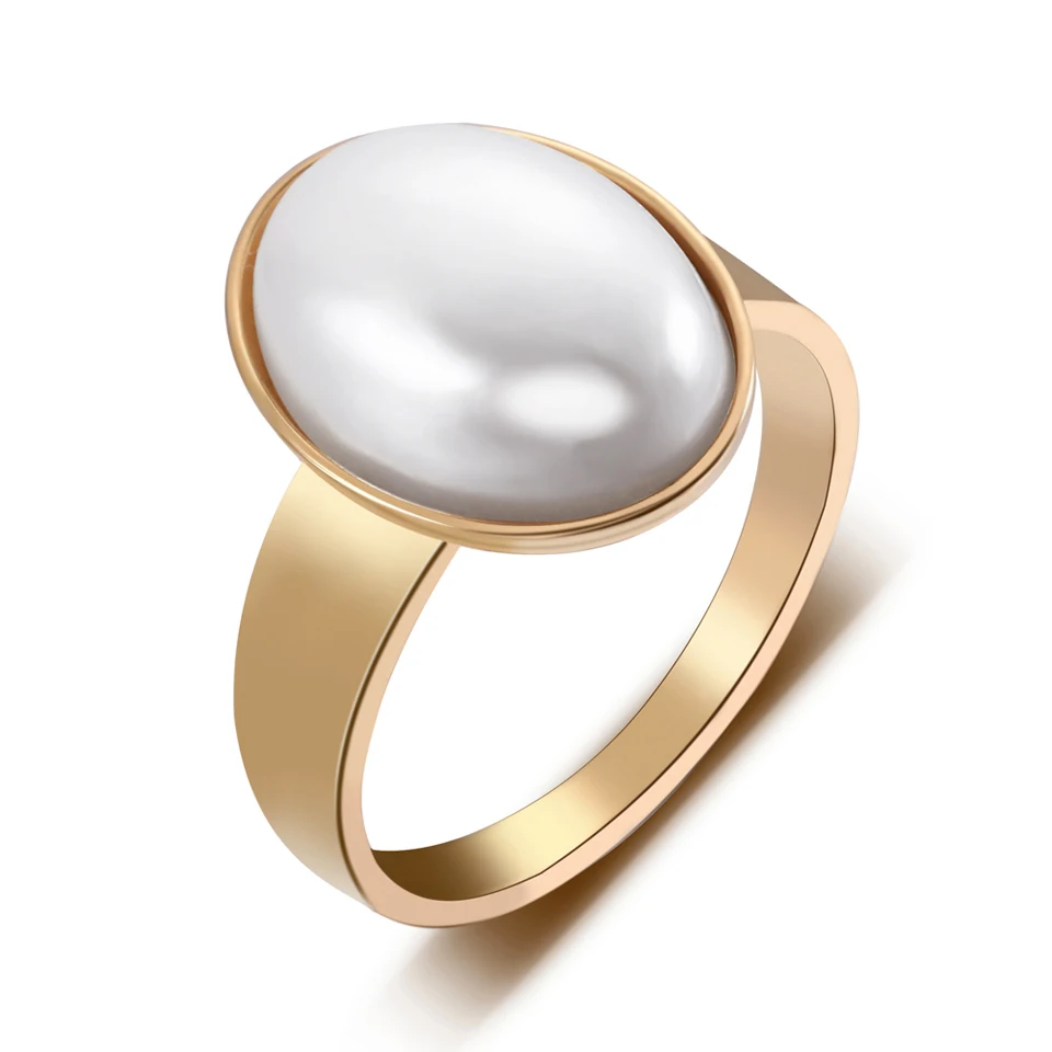 Женские кольца из нержавеющей стали с искусственным жемчугом обручальные