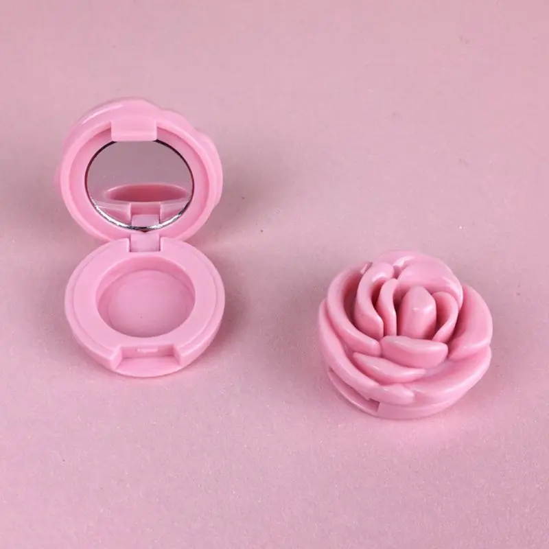 

Rose Flower Empty Eyeshadow Case Lipstick Box Cosmetic Packing Container Refillable Foundation Makeup Dispenser With Mirror
