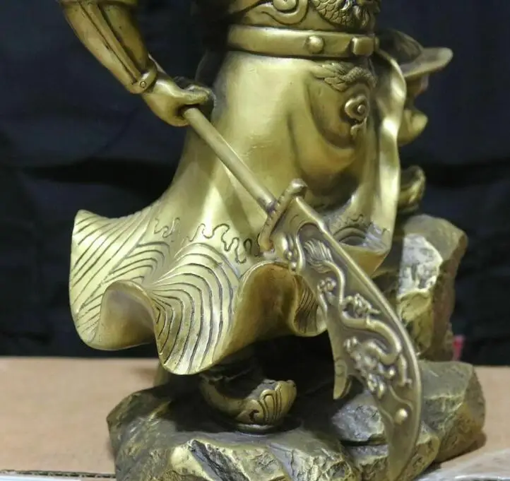 Уникальная однотонная Бронзовая статуя Guangong Guan Gong Yu бога воина 12 дюймов | Дом и