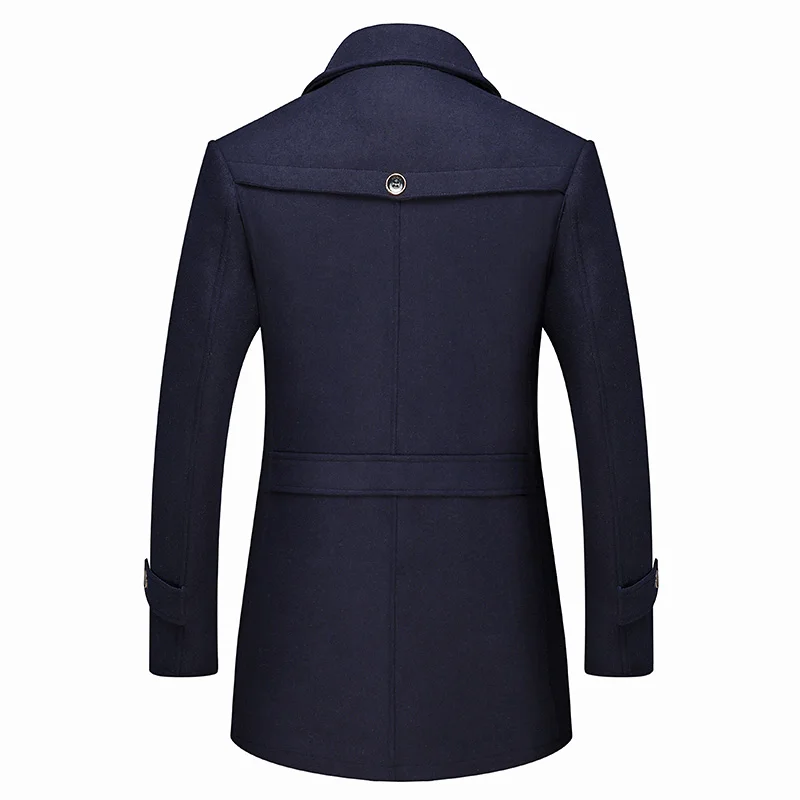 Зимнее мужское шерстяное пальто 2019 Новая мода умный бизнес Черное длинное 4XL |