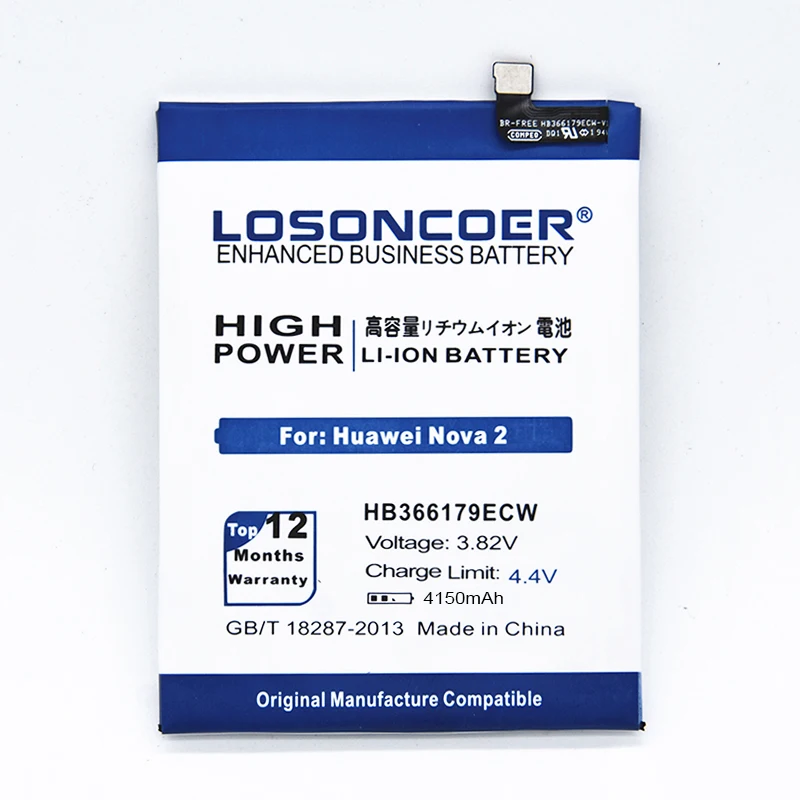 LOSONCOER HB366179ECW для HUAWEI Nova 2 Nova2 CAZ-AL10 PIC-AL00 CAZ-TL00 PIC-TL00 PIC-L29 PIC-LX9 PIC-L09 Батарея