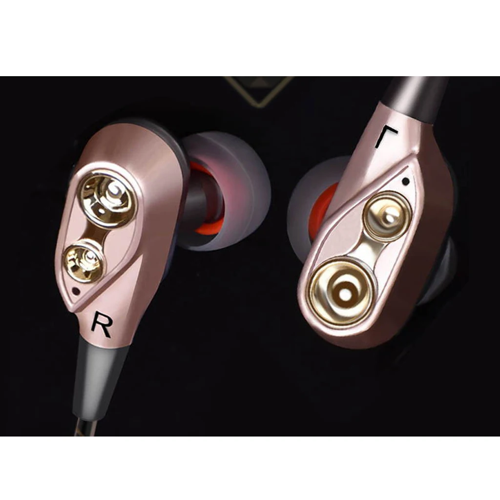 3.5mm Plug In-Ear Earbud Headphones Dual ynamic Driver Sound Music HiFi Bass Sports Earphone with Mic for iPhone Samsung Xiaomi |