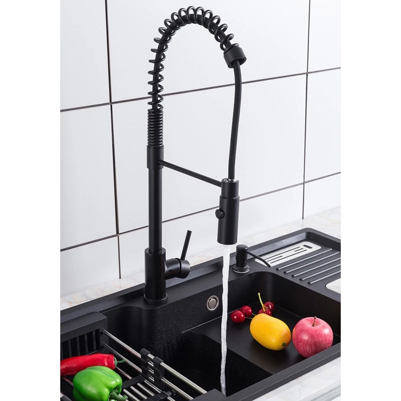 

Kitchen Stainless Steel Spring Pull-out Basin Faucet Hot and Cold Water Sink Tap