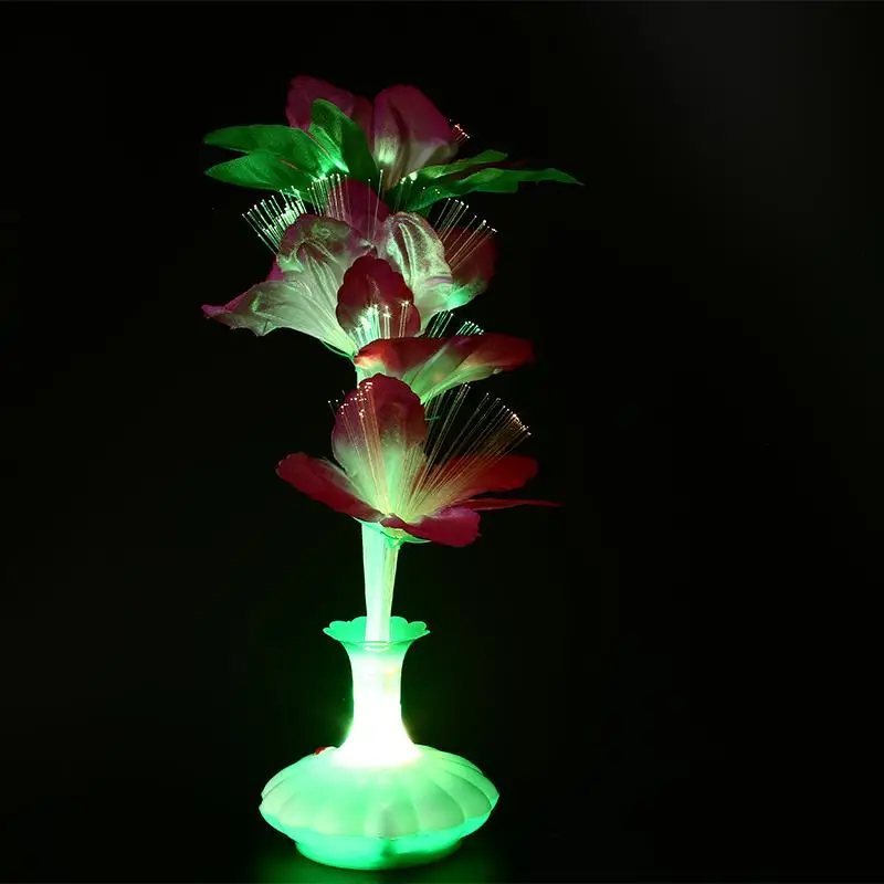 

LED Fiber Flower Kapok Vase Optical Fiber Lamp Blossom Decoration Colorful