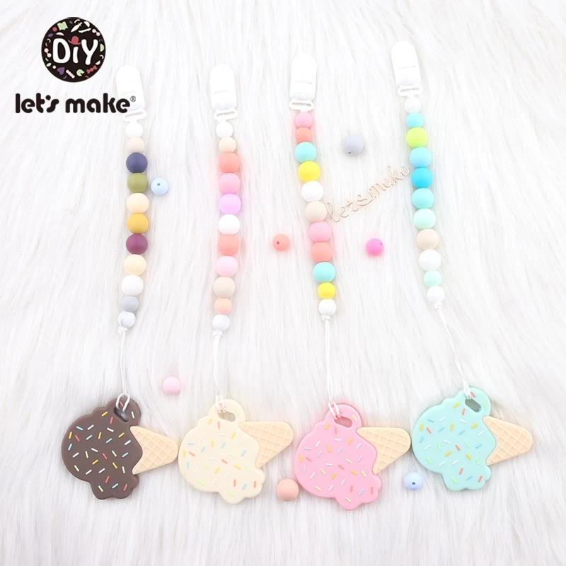 

Let'S Make 1Pc Pacifier Chain Holder For Nipples Personalized Bpa Free Silicone Beads For Baby Silicone Teether Pacifier Clips