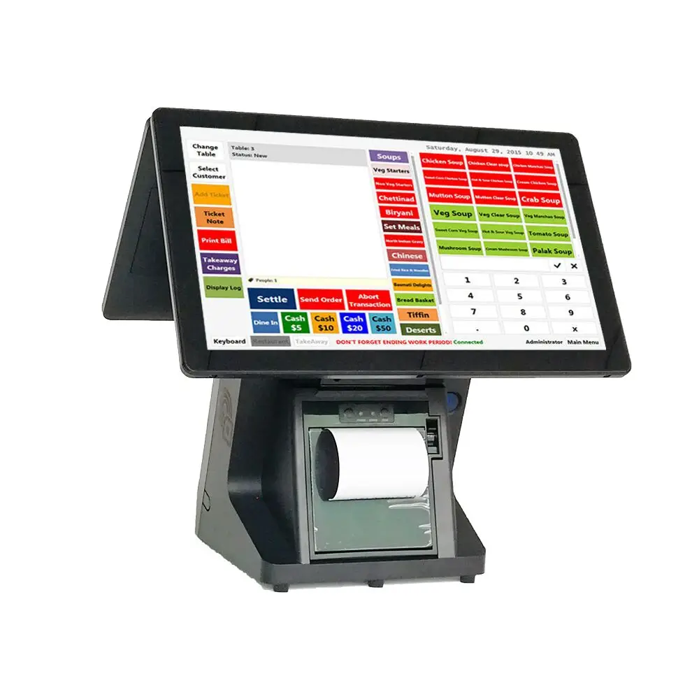 POS терминал Windows сенсорный кассовый аппарат 15/15 дюйма Pos все в одном коммерческий