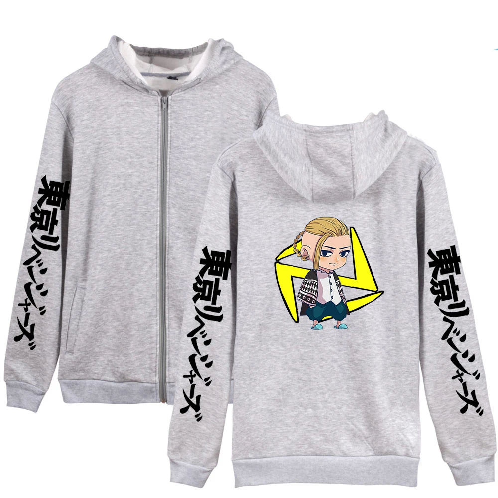 

Men Women Jackets Tokyo Revengers Zipper Sweatshirt Oversized Hoodies Anime Clothes Manga Character Printed Tokyo Revengers Coat