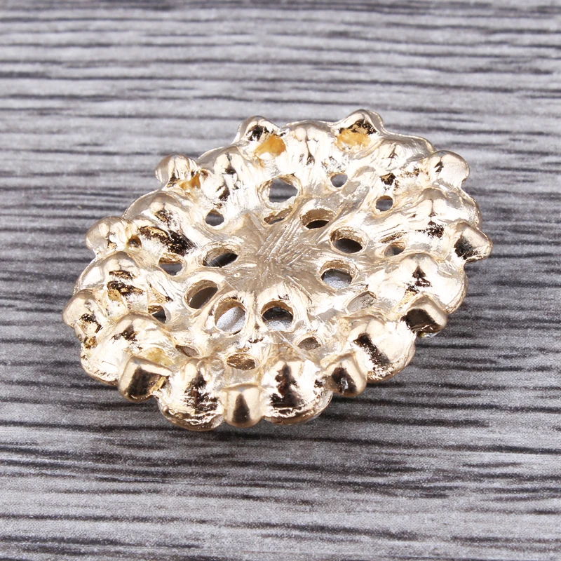 10 шт./лот 25 мм * 31 новые алмазные золотые пуговицы из сплава украшения с плоской