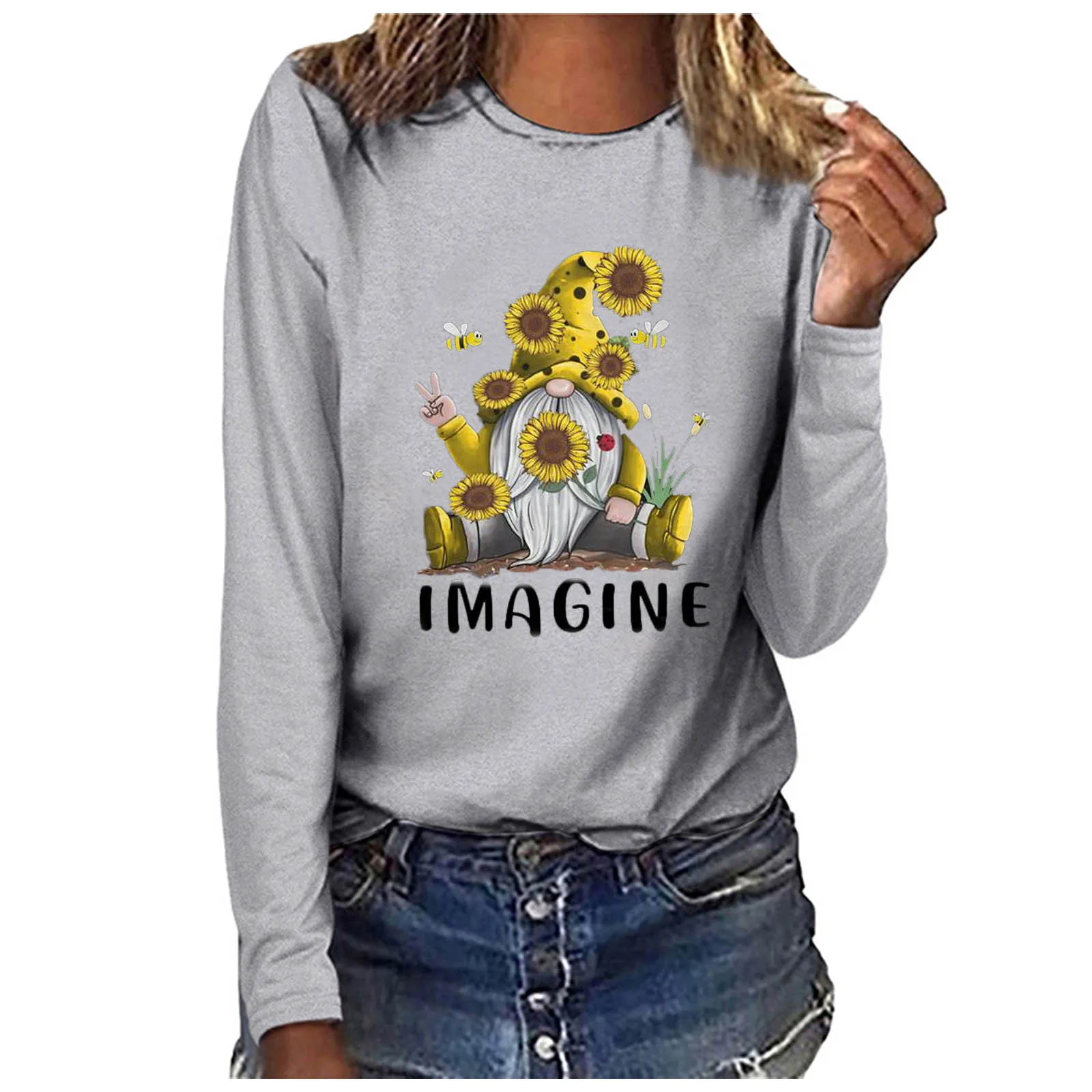 

2021 Blouse Women Valentine's Day Printed Long Sleeve Sweatshirt Pullover Shirts Top Blouse Blusas Mujer