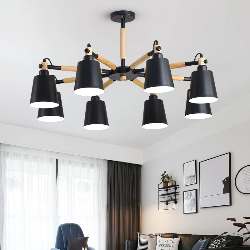 Светодиодный деревянная люстра для гостиной спальни ресторана бара винтажная