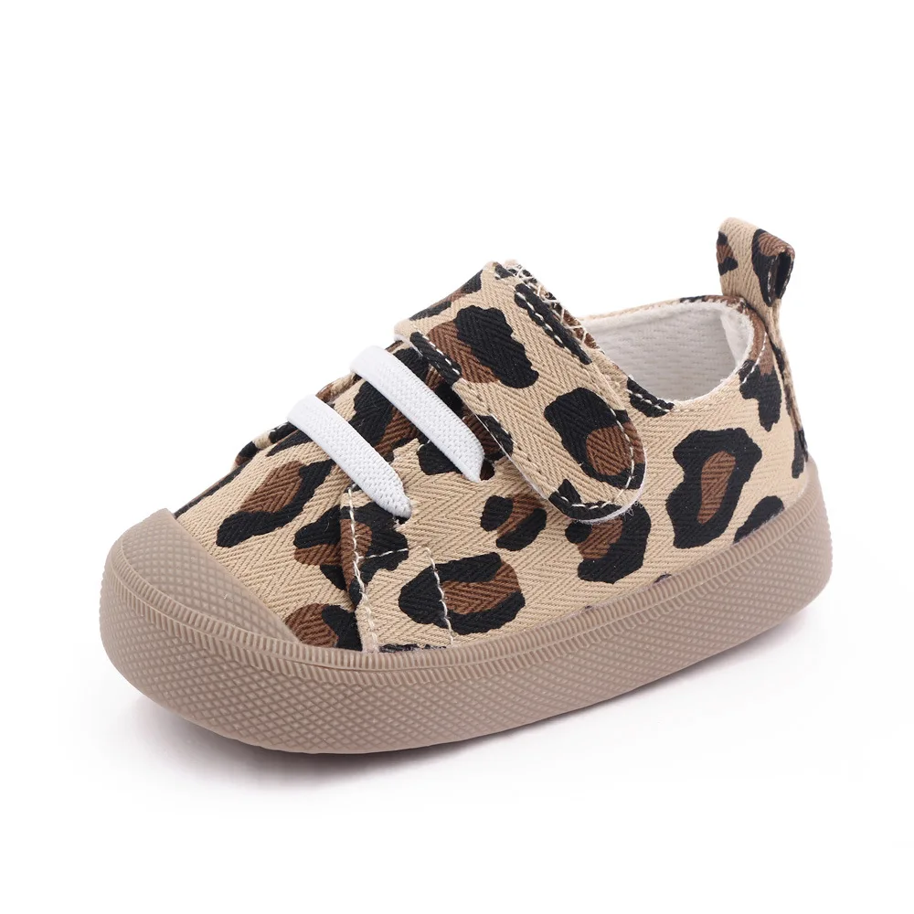 

2021 New Newborn Shoes Leopard Print Toddler Canvas Shoes Soft Soled Kindergarten Baby Shoes 0-24Month