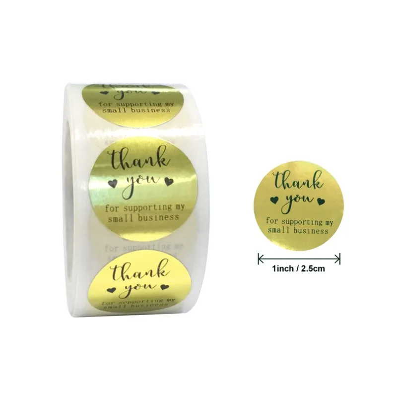 

500 шт Круглые фольги золотые благодарим вас наклейки этикетки для печати ручной работы с любовью DIY Светоотражающая коробка бумажный мешок ...