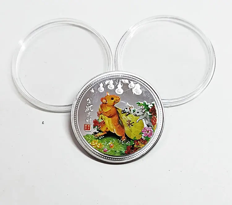 Памятная монета на новый год крысы сувенир в виде китайского зодиака