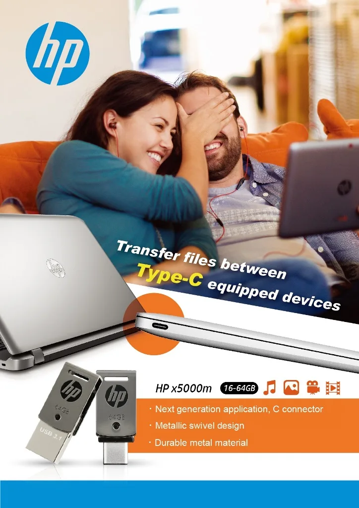 Hp X5000M металлический OTG type-C USB 3,1 высокоскоростной USB флеш-накопитель для смартфонов/планшетов 64 Гб 128 ГБ 256 ГБ