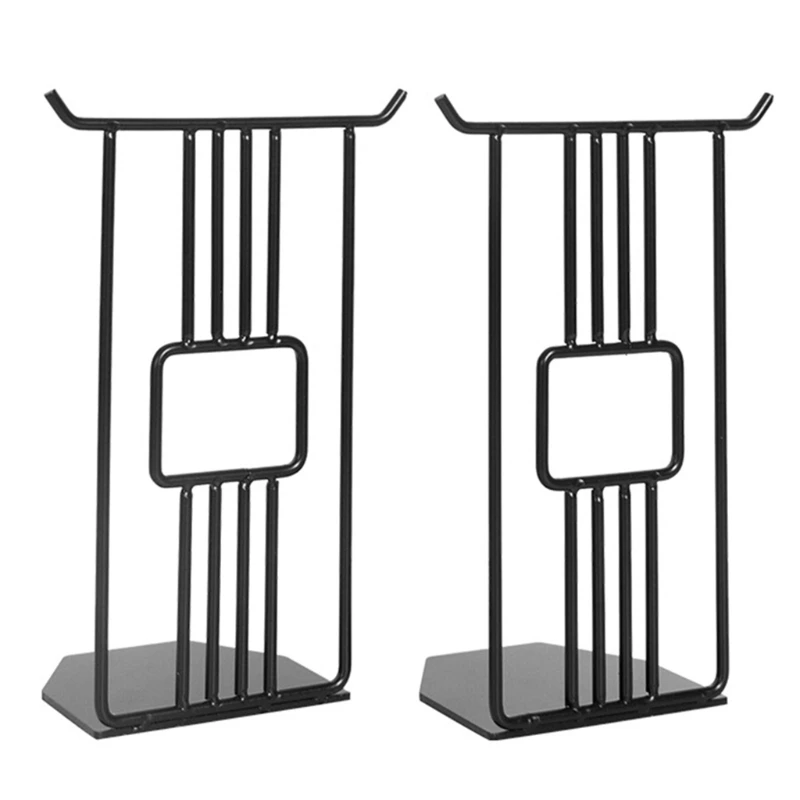 

1 Pair Metal Iron Bookend Book Stand Support Desktop Magazine Organizer Storage F42D