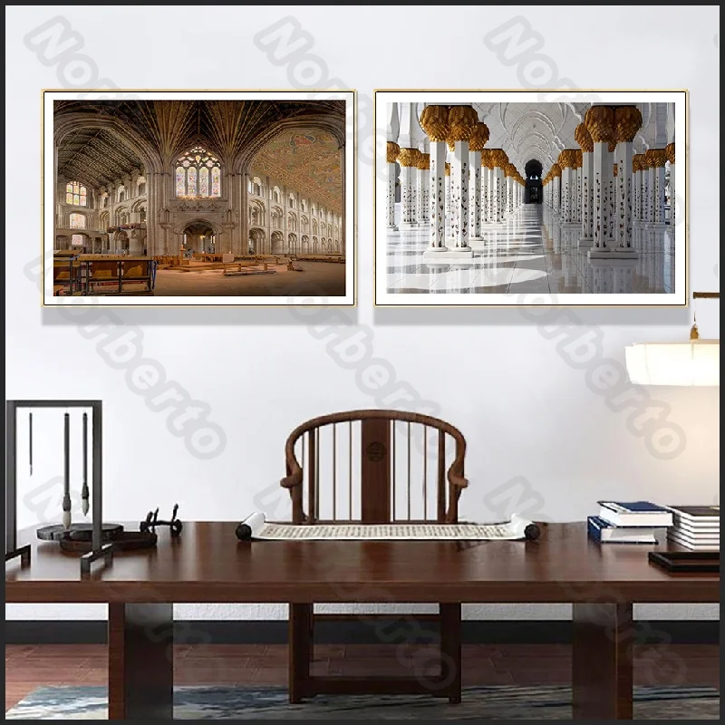 

European Classical Church Canvas Painting and Posters Wall Painting Grand Architecture for Living Rooms and Bedroom Decoration