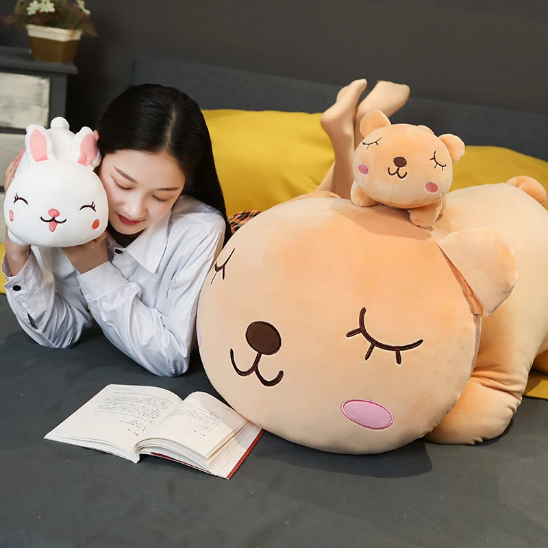 

28/55/90 cm brown bear rabbit plush toy software filled doll cartoon animal baby pillow kawaii furniture sofa bed head cushion t