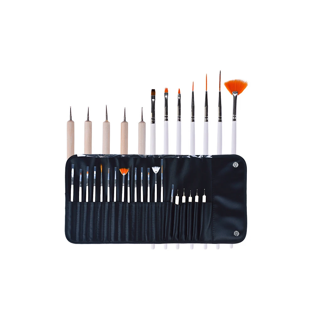 

20pcs Professional Nail Art Decorations Tools Painting Detailing Brushes Dotting Pen Manicure Tools Kit with Black Storage Bag