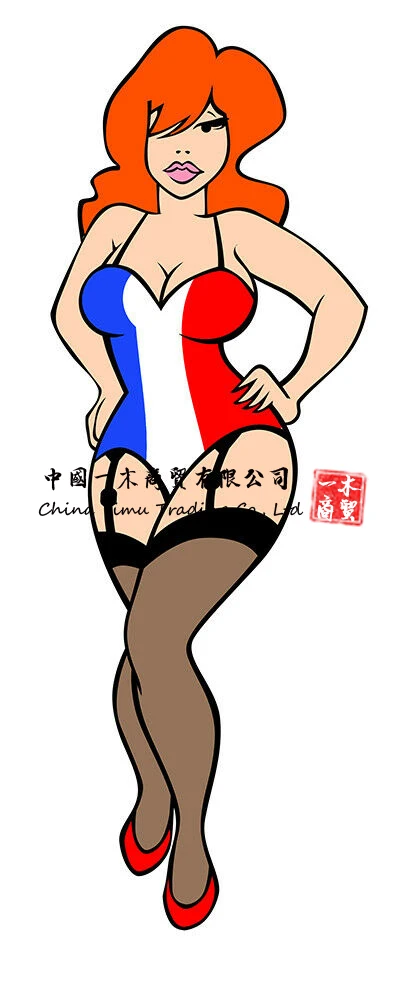 

France Retro Pin Up Sticker Francaise Sexy Vintage Moto Autocollant Decals