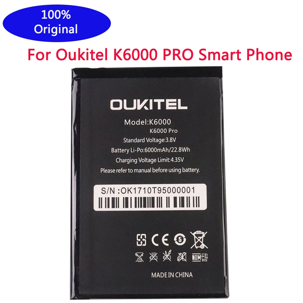 Оригинальный Новый большой емкости для Oukitel K6000 6000mAh Аккумулятор Перезаряжаемый